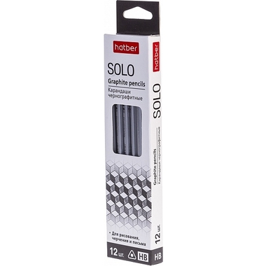 Чернографитный карандаш Hatber Solo HB трехгранный корпус 12 шт. 065292