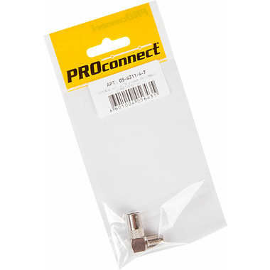 Антенный переходник PROCONNECT RG-6, SAT, гнездо F - штекер ТВ, угловой 1шт 05-4311-4-7