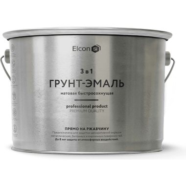 Грунт-эмаль по ржавчине 3в1 Elcon (матовая; черная; 2 кг) 00-00462668