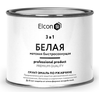 Грунт-эмаль по ржавчине 3в1 Elcon (матовая; белая; 0,4 кг) 00-00462640