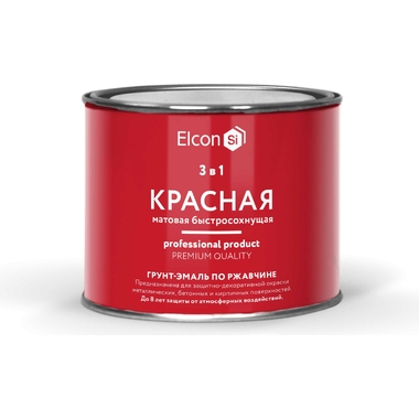 Грунт-эмаль по ржавчине 3в1 Elcon (матовая; красная; 0,4 кг) 00-00462644