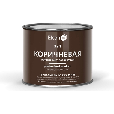 Грунт-эмаль по ржавчине 3в1 Elcon (матовая; коричневая; 0,4 кг) 00-00462643