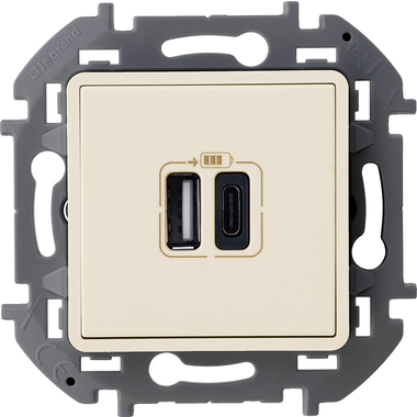 Зарядное устройство с двумя USB-разьемами Legrand A-C 240В/5В 3000мА INSPIRIA слоновая кость 673761
