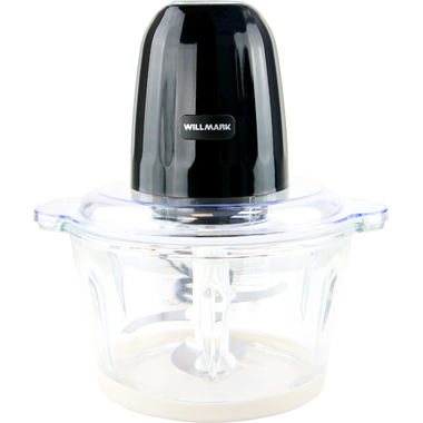 Измельчитель 500 Вт стеклянная чаша, 1.2 л, двойные лезвия, резиновое основание Willmark WMC-7088 черный 2001447