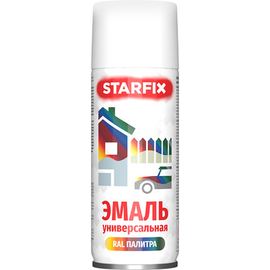 Аэрозольная универсальная краска-эмаль STARFIX (белый 9003; матовый; 520 мл) SM-33031-1