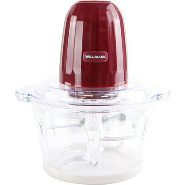 Измельчитель 500 Вт стеклянная чаша, 2 л, двойные лезвия, резиновое основание Willmark WMC-7088 красный 2001446