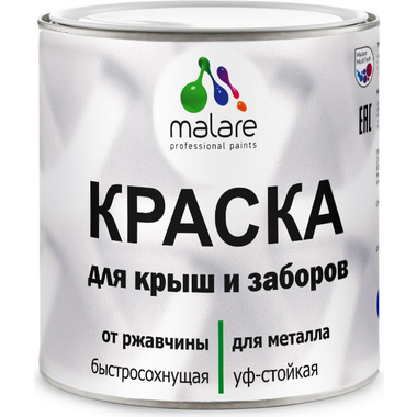 Краска MALARE для металлических заборов, глянцевый, синий, 2 кг 2036744705404