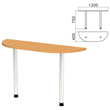 Стол приставной полукруг "Монолит", 1200х400х750 мм, цвет бук бавария (КОМПЛЕКТ) MONOLITH