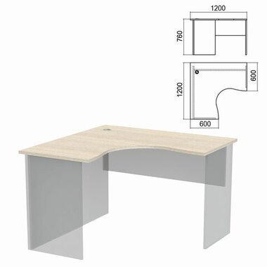Стол компактный ЧАСТЬ 1 "Арго", 1200х1200х760 мм, левый, ясень шимо, А-203.60