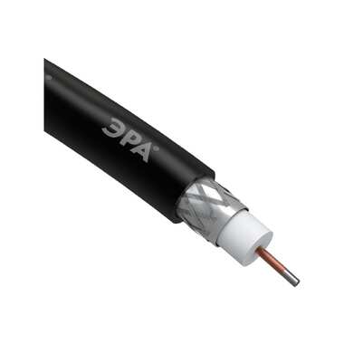 Коаксиальный кабель ЭРА RG6U, 75 Ом, CCS/, PE, цвет черный Б0044601 ERA