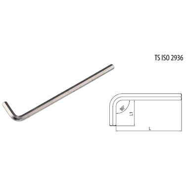 Г-образный удлиненный 6-гранный ключ 16мм IZELTAS 4903220160