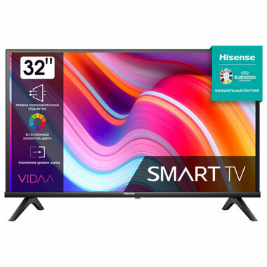 Телевизор HISENSE 32A4K 32" (80 см), 1366 x 768, HD, 16:9, SmartTV, Wi-Fi, черный