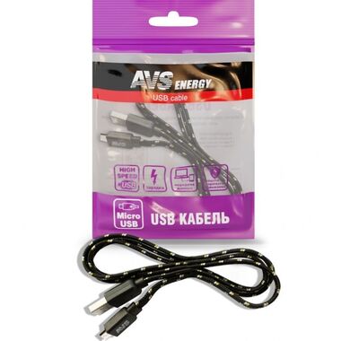 Кабель AVS MR-321 micro USB 1м плоский текстиль A78607S