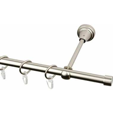 Однорядный металлический карниз Эскар, наконечник-заглушка, матовый никель, D16 мм, 240 см 11647524055