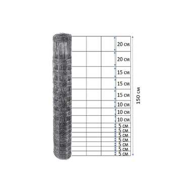 Шарнирная оцинкованная сетка VOLOKA 150/16/15 Ф1,6/2,0 рулон 1.5x50 м СШ-150/16-1.6Ц/50