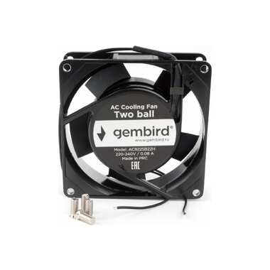 Вентилятор Gembird 92x92x25, AC, 220, подшипник, 2 pin, провод 30 см, AC9225B22H