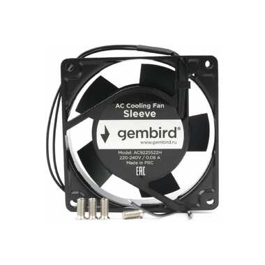 Вентилятор Gembird 92x92x25, AC, 220, втулка, 2 pin, провод 30 см, AC9225S22H