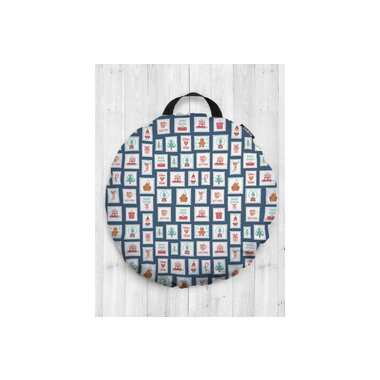 Декоративная подушка-сидушка JOYARTY "Новогодние почтовые марки", на пол, круглая, 52 см dsfr_290619
