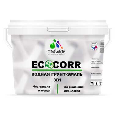 Водная грунт-эмаль 3в1 для металлических поверхностей MALARE EcoCorr тиффани, 1 кг 2036773382928