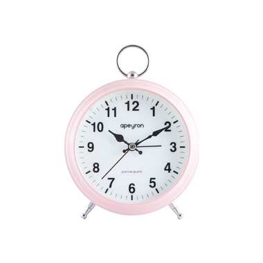 Часы-будильник Apeyron подсветка, розовый, металл, диаметр 12.4 см, бесшумные MLT2207-511-5