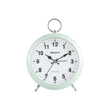 Часы-будильник Apeyron подсветка, салатовый, металл, диаметр 12.4 см, бесшумные MLT2207-511-7