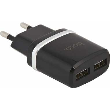 Зарядное устройство Hoco C12, 2xUSB, 2.4А, черный, 6957531063094