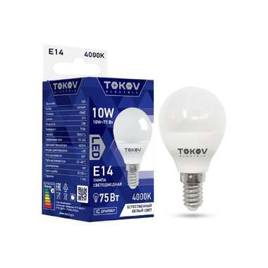 Светодиодная лампа TOKOV ELECTRIC 10Вт G45 4000К Е14 176-264В TKE-G45-E14-10-4K