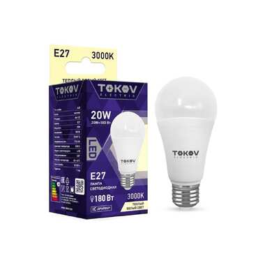 Светодиодная лампа TOKOV ELECTRIC 20Вт А60 3000К Е27 176-264В TKE-A60-E27-20-3K