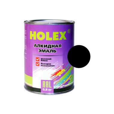 Алкидная автоэмаль HOLEX 601 черная, 0.8 кг HAS-59076