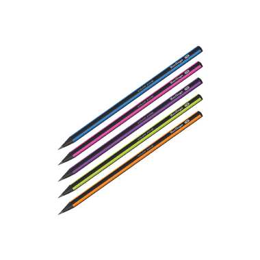 Чернографитный карандаш BERLINGO Color Zone трехгранный, черное дерево, заточенный, ассорти BP01305