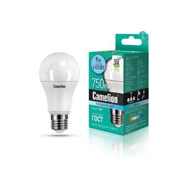 Светодиодная лампа 9Вт 220В Camelion LED 9-A60/845/E27 12044