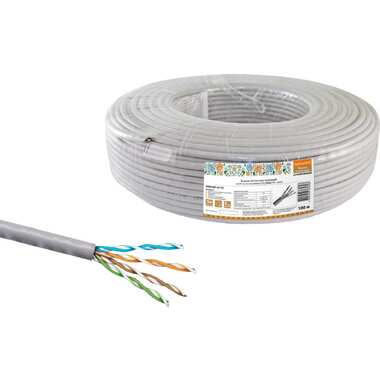 Кабель TDM витая пара народный U/UTP Cat 5e 4х2х24AWG CCA 100м PVC, серый SQ0107-0115