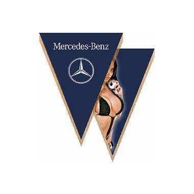 Треугольный вымпел Mersedes-Benz с девушкой фон синий SKYWAY S05101060