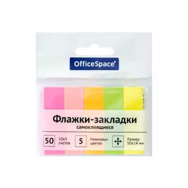 Флажки-закладки 24 шт в упаковке Office Space 50/14 мм 50 листов 5 неоновых цветов европодвес SN50_21803