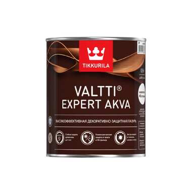 Лазурь TIKKURILA VALTTI EXPERT AKVA высокоэффективная защитная, полуматовая, орегон 9л 700009627