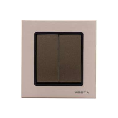Двухклавишный выключатель Vesta Electric Exclusive Champagne Metallic FVK050204BSH