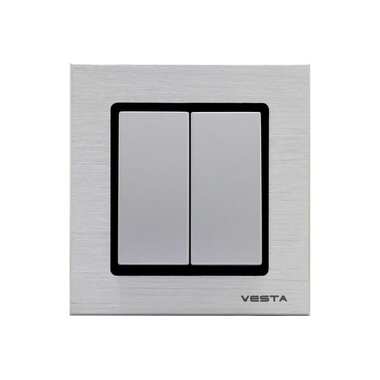 Двухклавишный выключатель Vesta Electric Exclusive Silver Metallic FVK050203SER