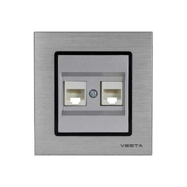 Двойная розетка Vesta Electric Exclusive Silver Metallic для сетевого кабеля LAN FRZ00041019SER