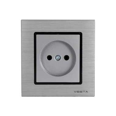 Одинарная розетка Vesta Electric Exclusive Silver Metallic без заземления FRZ00041001SER