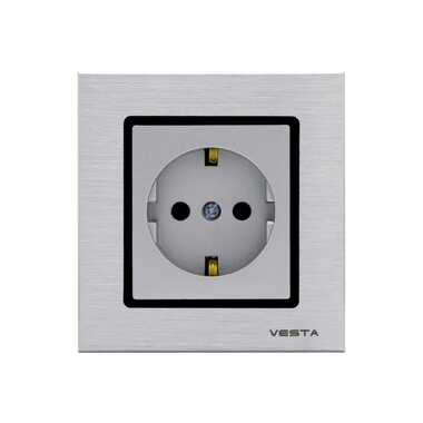 Одинарная розетка Vesta Electric Exclusive Silver Metallic с заземлением FRZ00041003SER