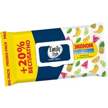 Влажные салфетки Emily Style Tropic, эконом упаковка 120 шт 218436