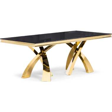 Стеклянный стол Woodville Komin 2 черный, золото 15308