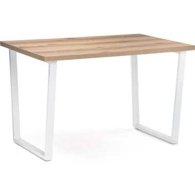 Деревянный стол Woodville Лота Лофт 120 25 мм дуб делано светлый, матовый белый 489649