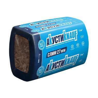 Звукоизоляция Knauf Insulation АкустиКНАУФ СЛИМ (27x600x920 мм; 11 кв. м; 20 плит в упаковке) 666310