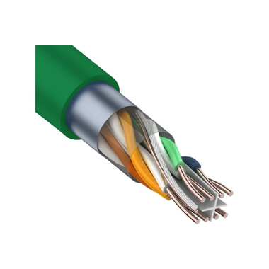 Кабель REXANT витая пара FTP, CAT 6, нг(А)-LSLTx, 4x2х0,575мм, 23AWG зеленый, 305м 01-0171