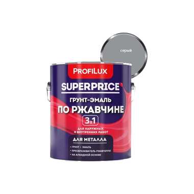 Грунт-эмаль по ржавчине 3 в 1 Profilux superprice серая, 1.9 кг МП00-000550