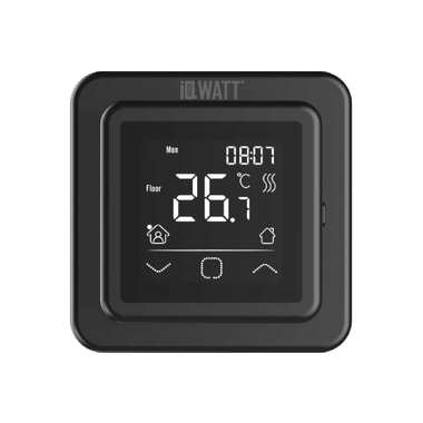 Терморегулятор для теплого пола IQWATT IQ THERMOSTAT SMART HEAT программируемый, черный 409