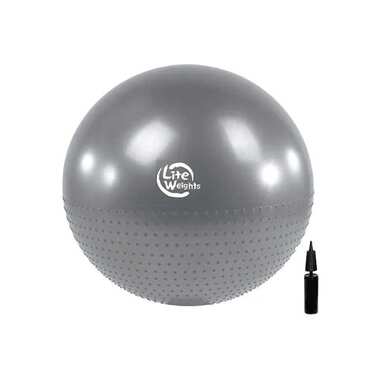 Гимнастический массажный мяч Lite Weights 65см, с насосом, серебро BB010-26