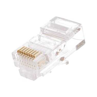 Коннектор NETLAN RJ45/8P8C, Кат.5e, 3мкд, универсальный, под 0,47-0,51мм, неэкранированный, 100 шт. EC-UP8P8C-5E-003-TR-100