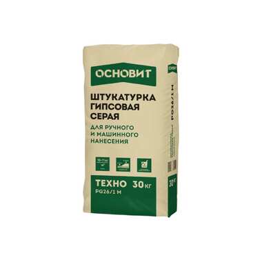 Гипсовая штукатурка Основит ТЕХНО PG26/1 М машинного и ручного нанесения, 30 кг 89498